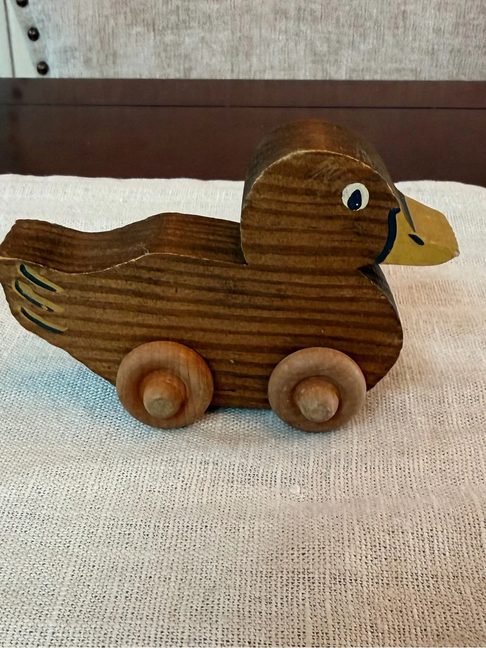 Vintage Handmade Wooden Duck Car Toy